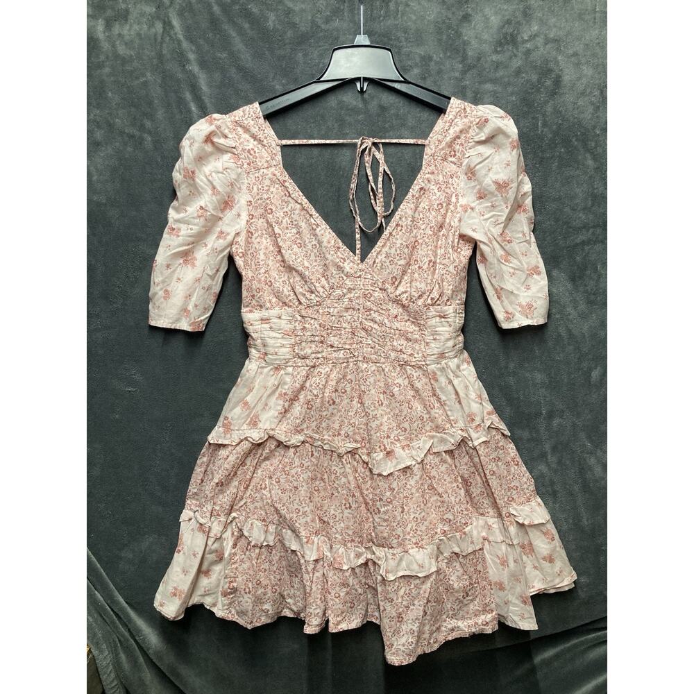 Amercian Eagle Ruched Fit&Flare Floral Tier Mini Dress Coquette Rodeo Festival M